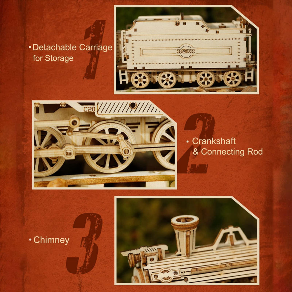 Close-up of laser-cut plywood edges in the ROKR kit for precision.