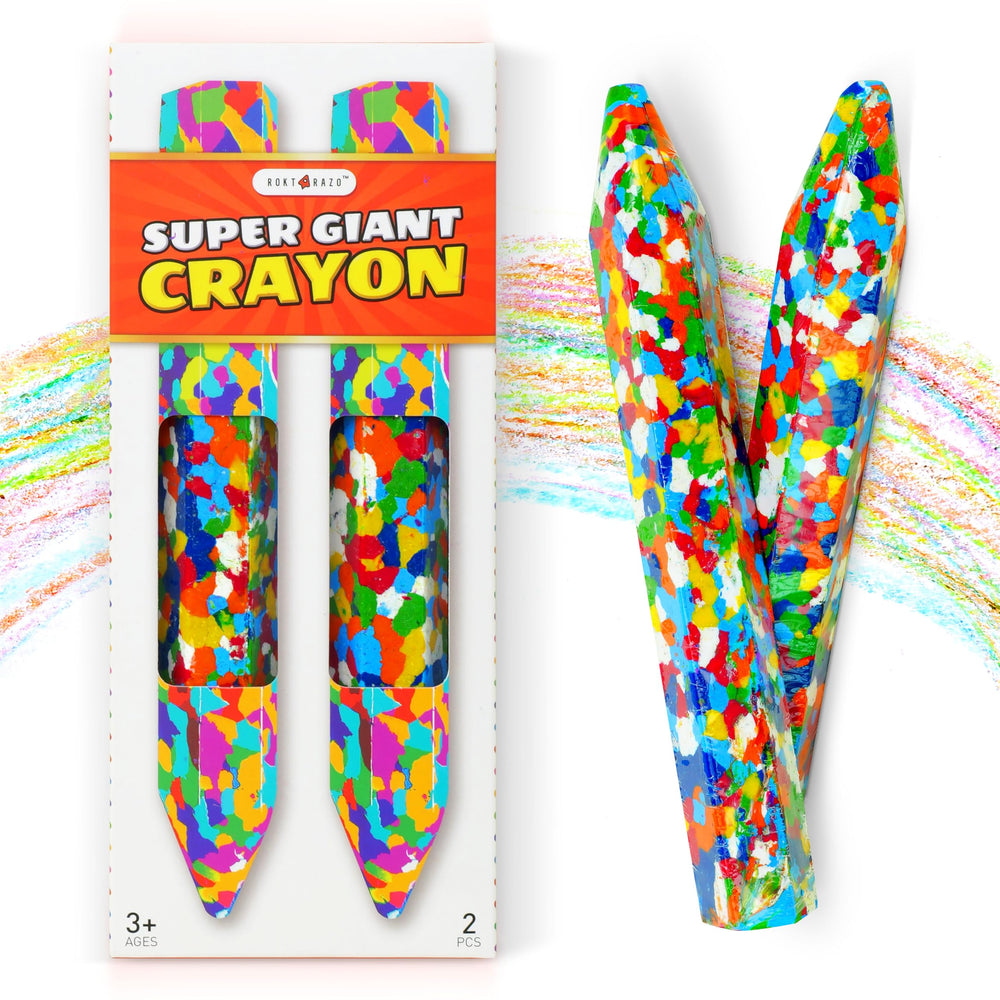 ROKT&RAZO multicolor giant crayon pack in box, vibrant hues for kids' art projects
