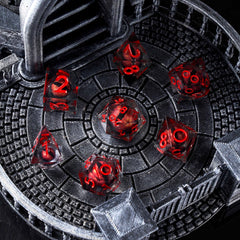 Dragon Eye DND dice with gift box, showcasing handmade resin craftsmanship.