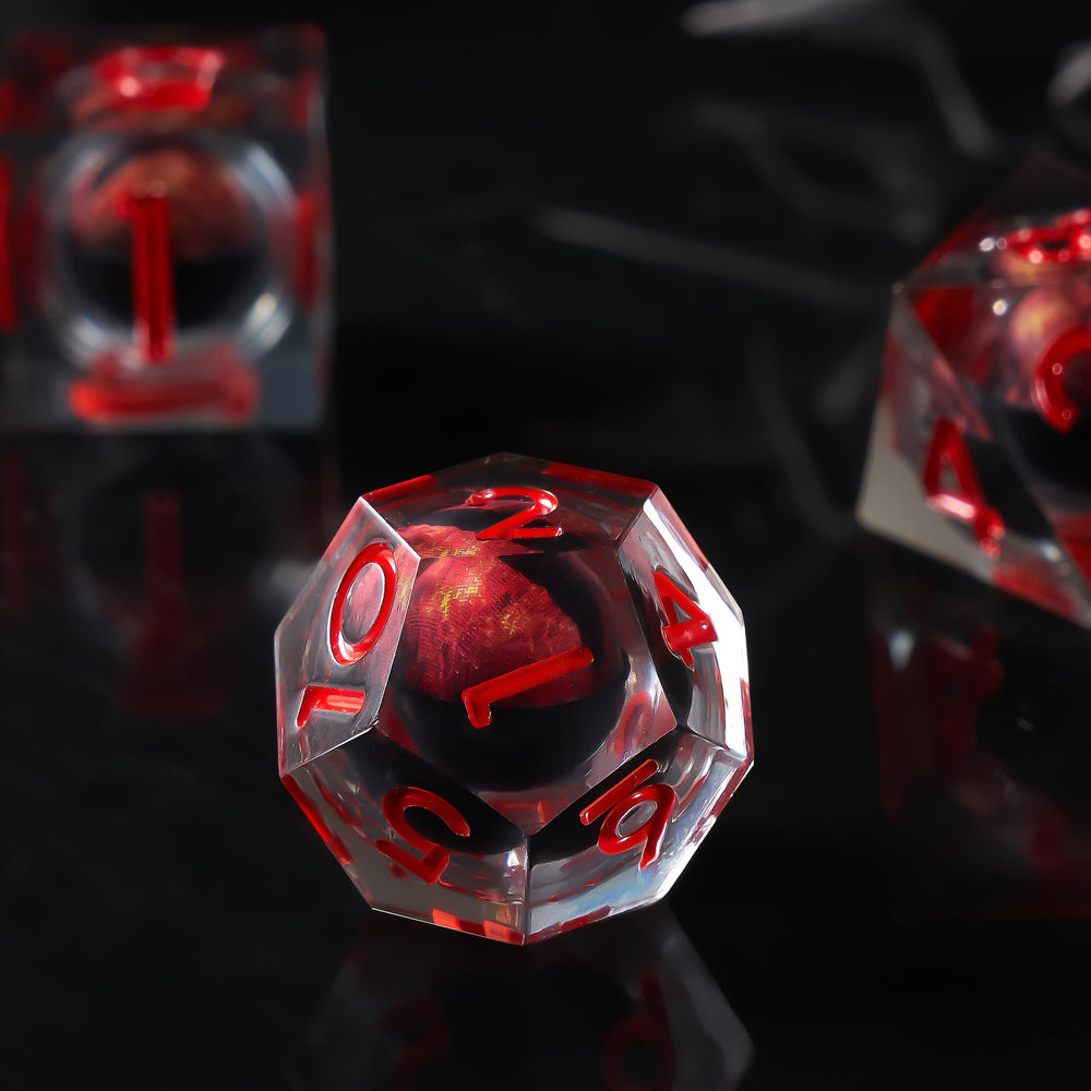 Seven-piece set includes D4, D6, D8, D10, D12, D20, and D100 in vibrant hues.