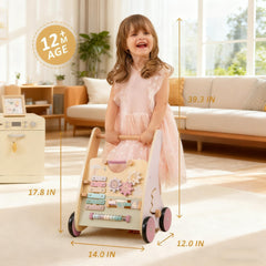 RolePlayCook wooden baby walker spinning-gears engages problem-solving through moving gears