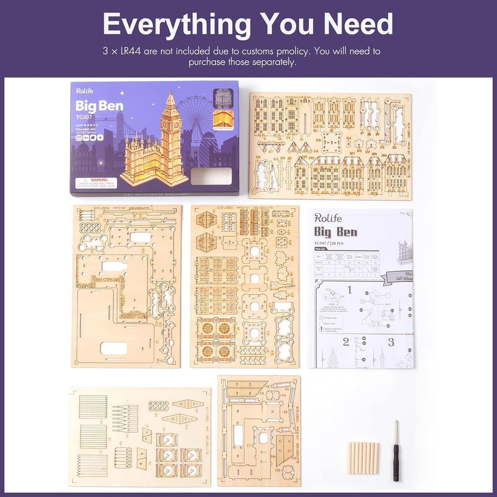Rolife Big Ben puzzle gift packaging ready for Christmas or birthday gifting