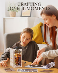 Rolife book nook wooden snap-fit design simplifies assembly