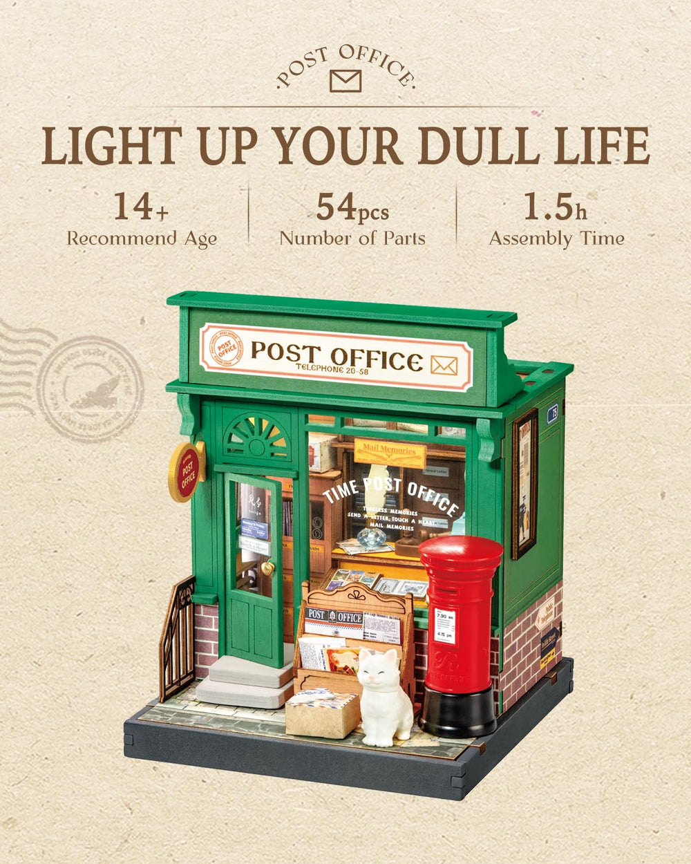 Rolife Century Post Office miniature kit materials included for confident building