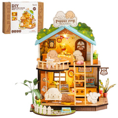 Rolife Display-ready puppy villa scene for craft enthusiasts