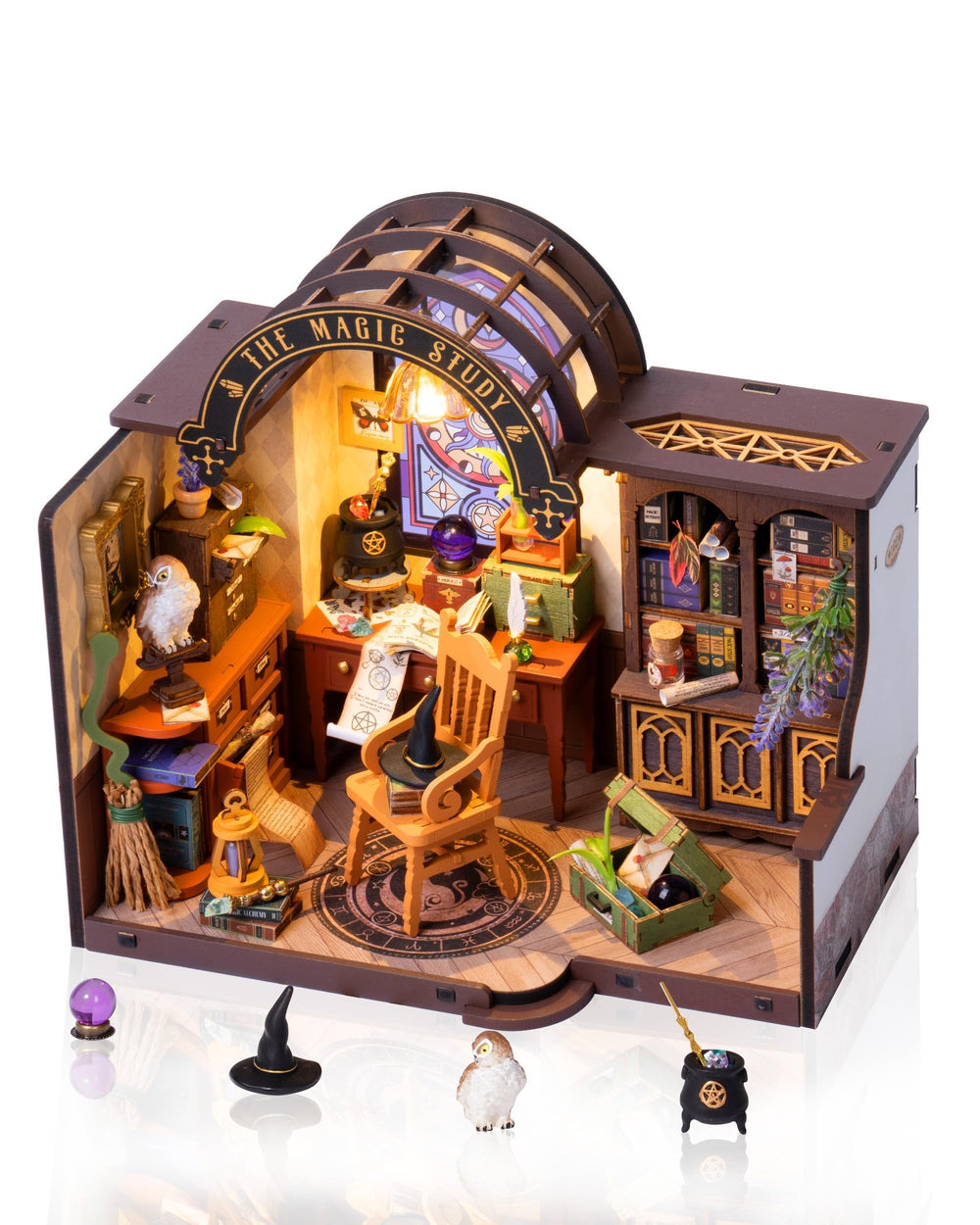Rolife DIY miniature house kit featuring a messenger owl for imaginative storytelling.