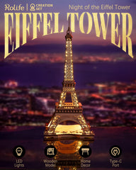 Rolife Eiffel Tower 3D puzzle assembly scene, satisfying hands-on project for adults.