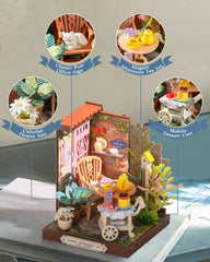 Rolife Fancy Tea Yard garden terrace features greenery for inspiring mini scenes