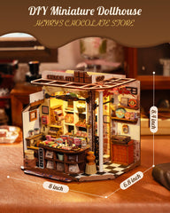 Rolife Henry's Chocolate Shop interior shelves with tiny confections and warm accents