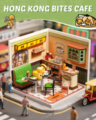 Rolife LED lighting enhances HK Bites Cafe dollhouse ambiance