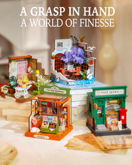Rolife Muse Bookshop completed diorama makes a stylish centerpiece.