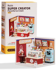 Rolife ice cream store dollhouse assembly scene for quick creativity and display