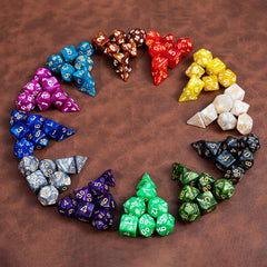 Rolledomain dice with pearlescent number finish for readability
