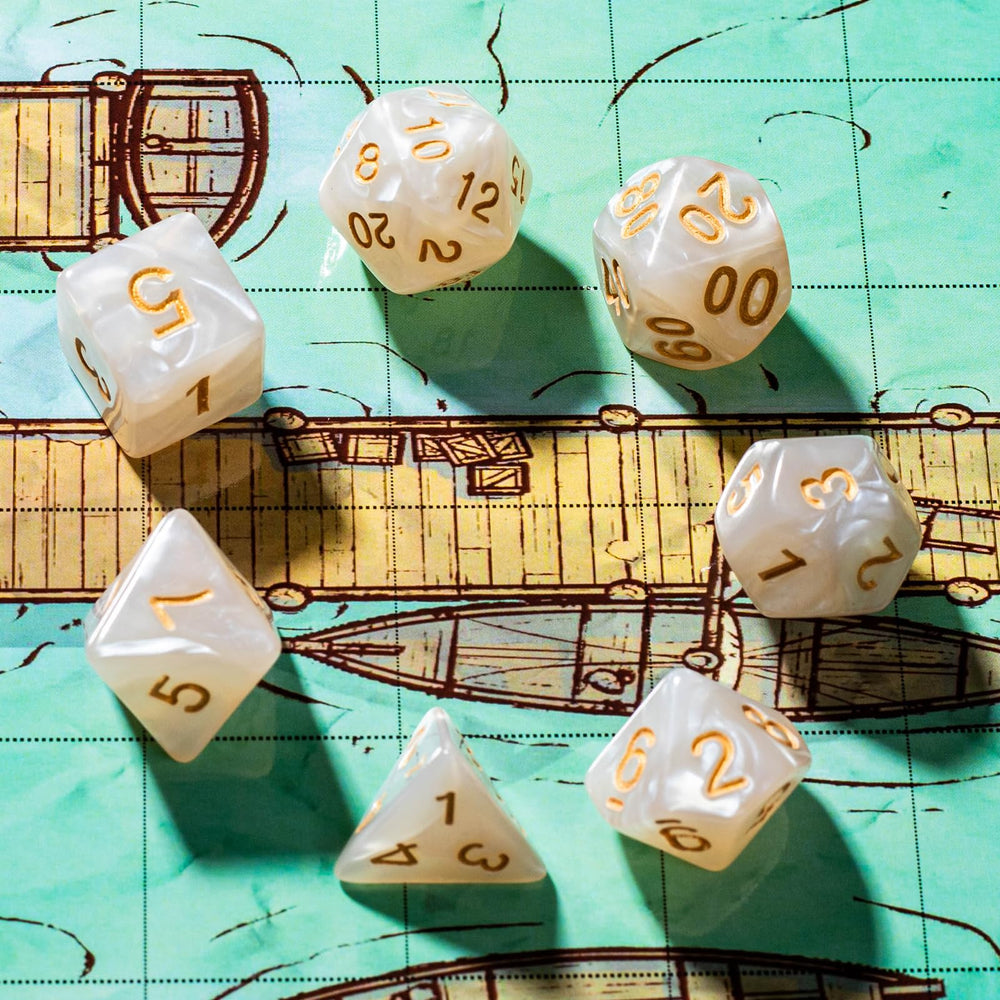 Rolledomain DND dice readability with bold numbers in pearlescent finish
