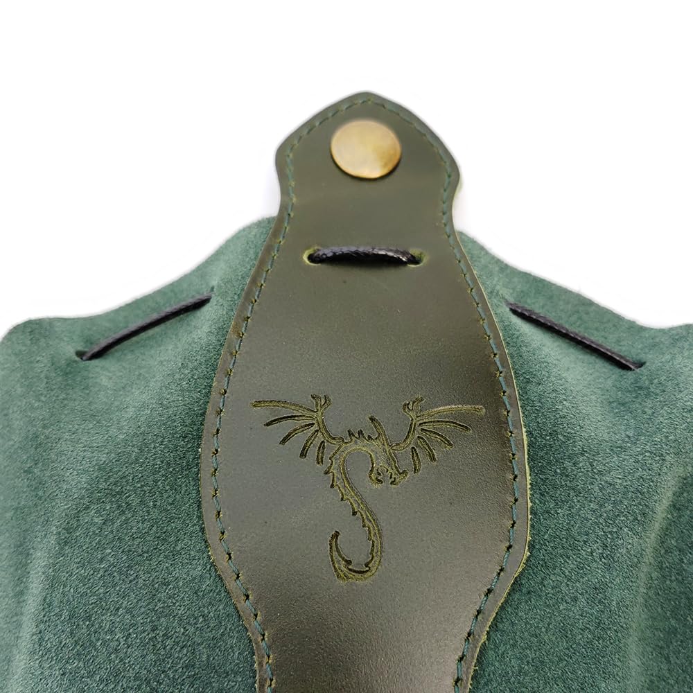 Rollooo gift-ready leather dice bag, perfect for adventurers and dragon lovers