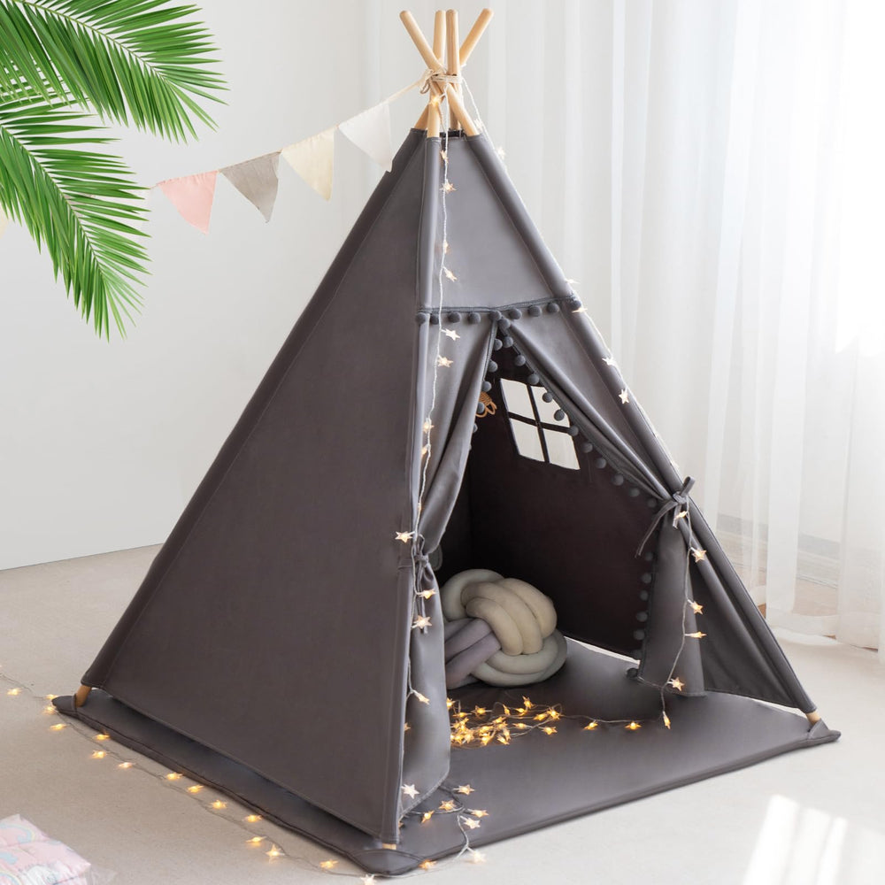 RONGFA Teepee Tent with mat and star lights creates a cozy play space