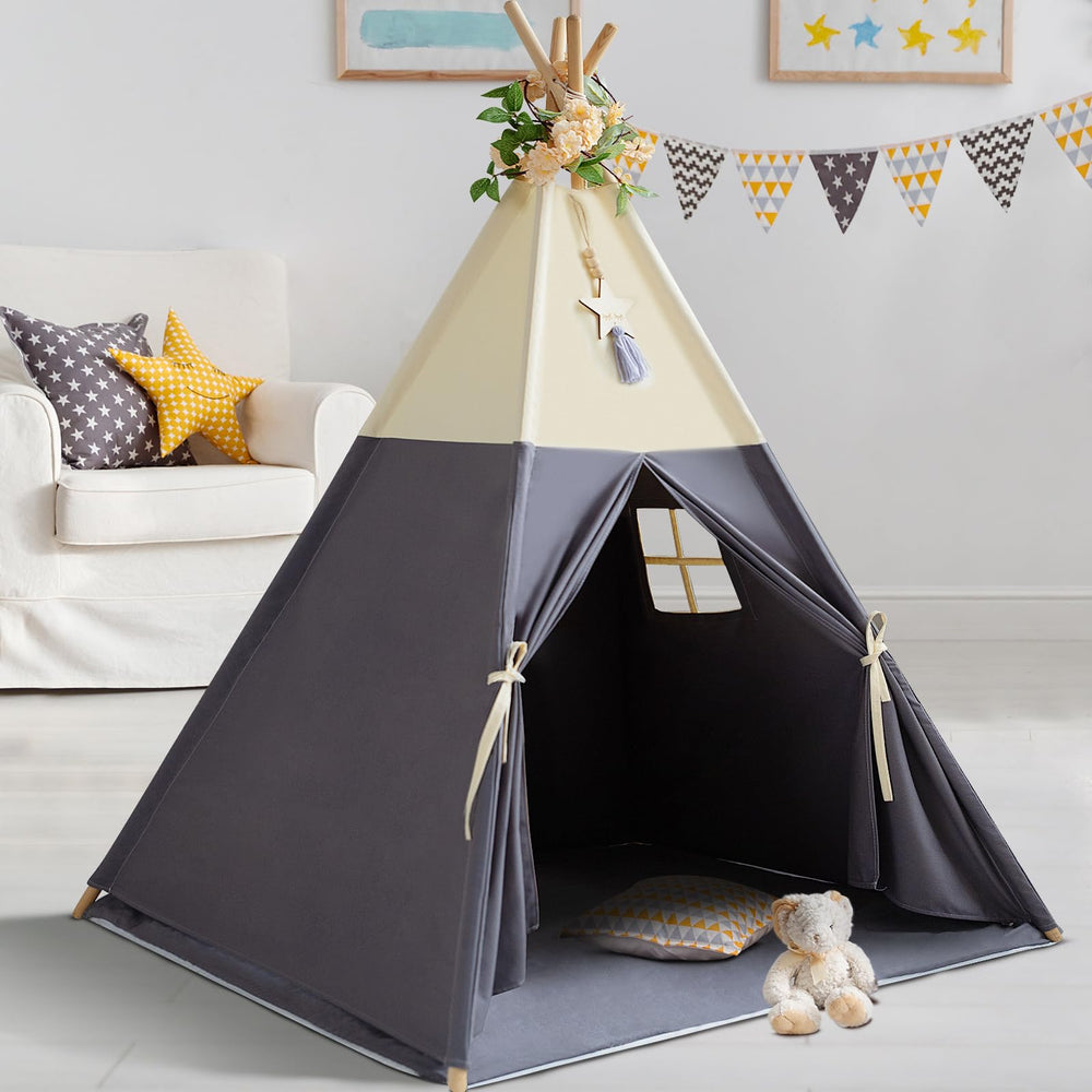 RONGFA Teepee Tent for Kids with 100% cotton canvas, inviting play space.