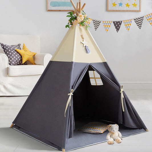RONGFA Teepee Tent for Kids with 100% cotton canvas, inviting play space.