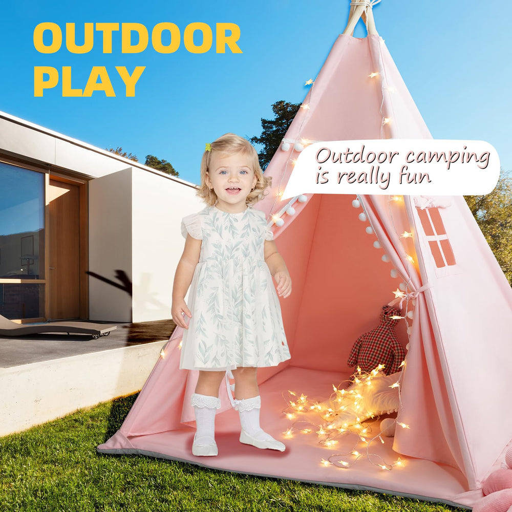 RONGFA pink teepee folded for compact storage and travel