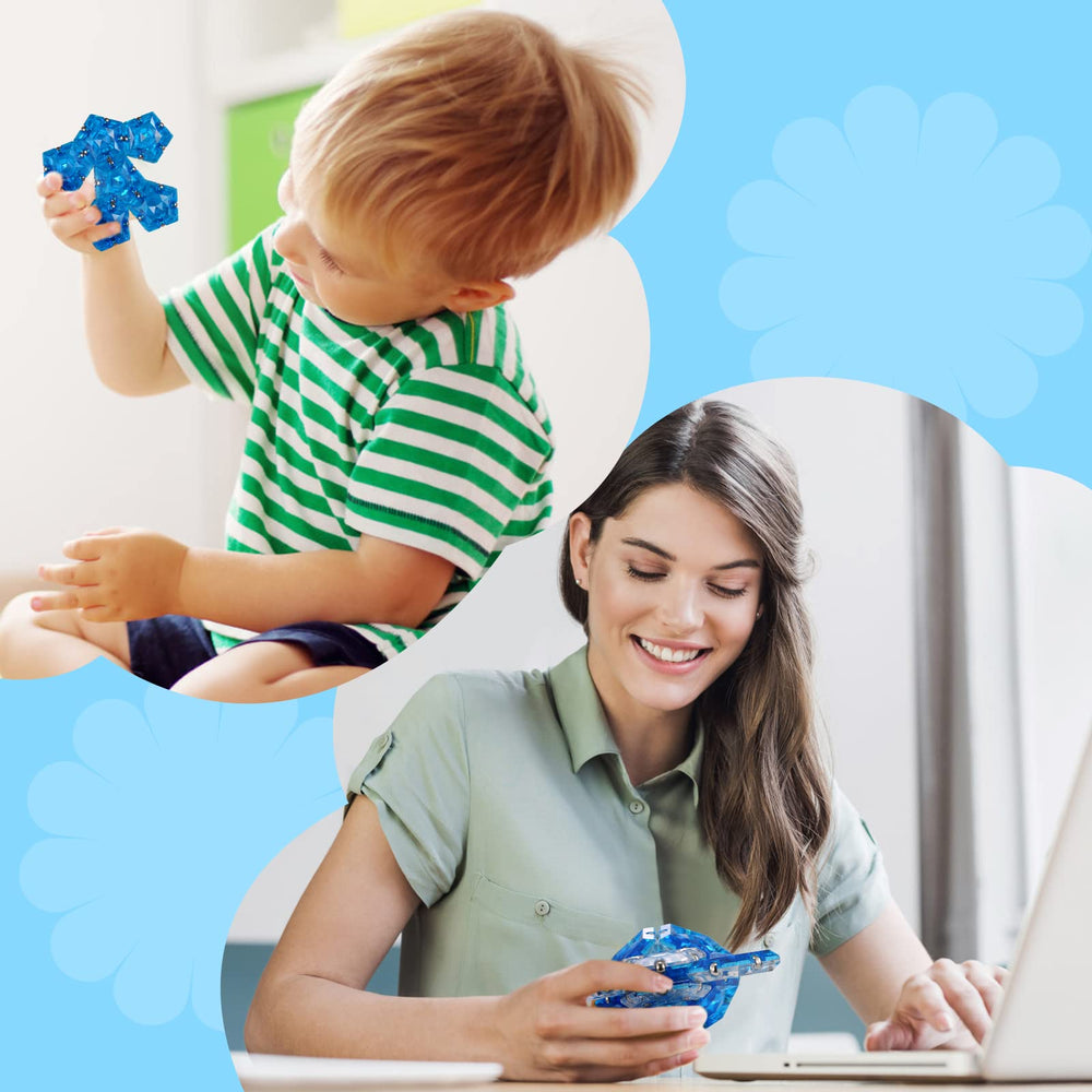 RoomyRoc puzzle magnets provide engaging break to re-energize with tactile exploration in crystal blue.