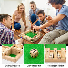 Ropoda shut the box pinewood construction emphasizes durable, smooth surfaces for repeated family game nights.