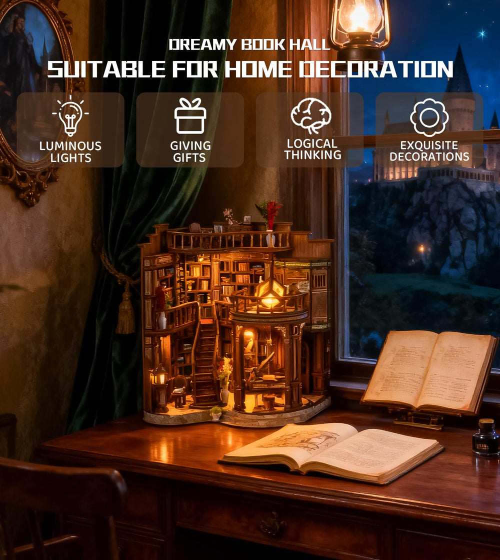 Roroom Dreamy Book Hall LED light creates a warm evening atmosphere.