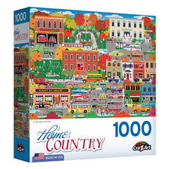 RoseArt Home Country Everyday Heroes puzzle assembly shows Americana detail for focused play