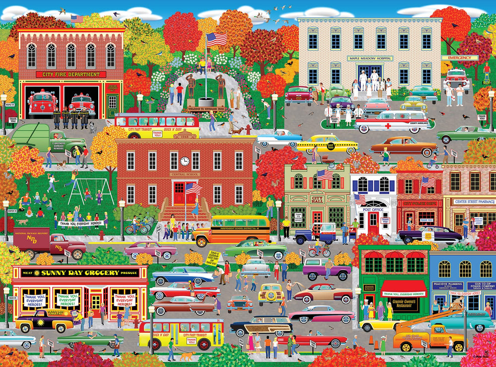 RoseArt Everyday Heroes puzzle cover art inspires relaxed family puzzle time