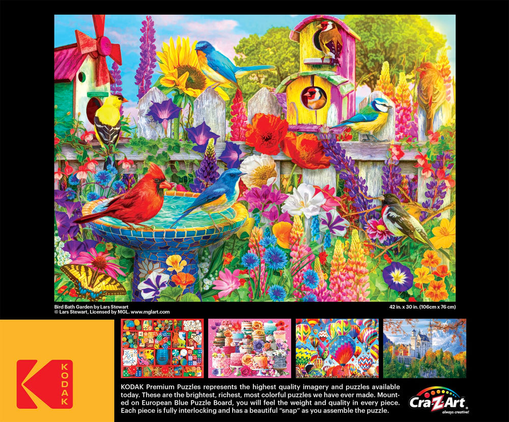 RoseArt Kodak Premium Bird Bath Garden puzzle poster included for quick planning