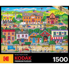 RoseArt Kodak Premium Hometown Heroes puzzle closeup pieces emphasize texture and color.