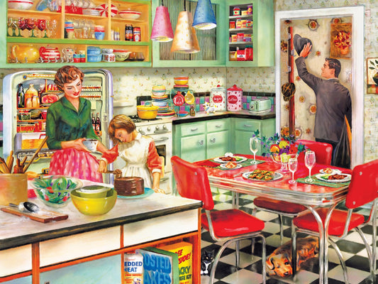 RoseArt Puzzle Collector vintage kitchen scene, ideal for nostalgic family time and mindful focus.