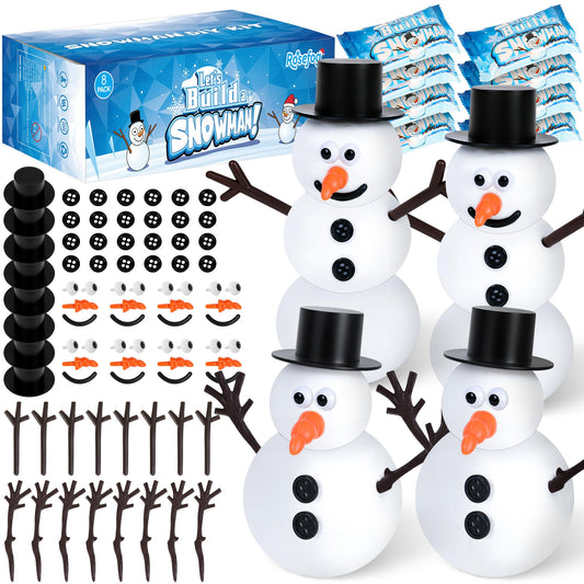 RoseFog 8-pack snowman kit contents for easy, mess-free holiday crafts.