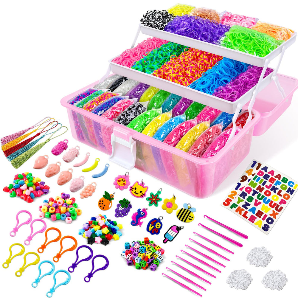 ROSHUKG 14500 rubber bands kit pink for creative kid crafts and bracelets