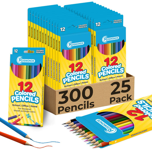 Rosmonde colored pencils 300 pre-sharpened tips for instant classroom use