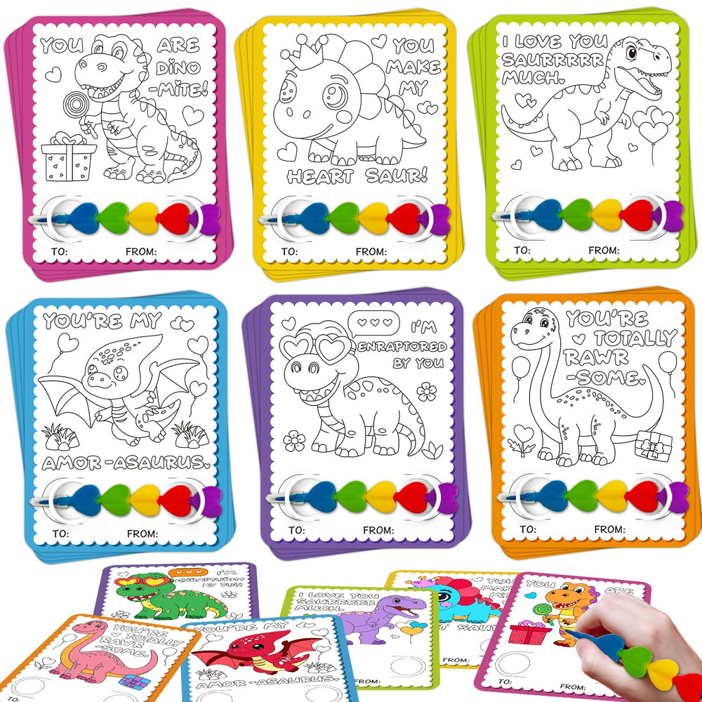 Rossorha dinosaur valentines card 24pack with dinosaur artwork for classroom gifting.