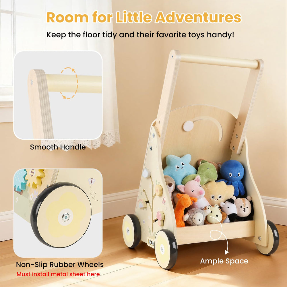 Rosynee walker rear storage keeps toys organized.