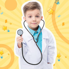 RoundFunny kids stethoscope toy in black for versatile costume play.
