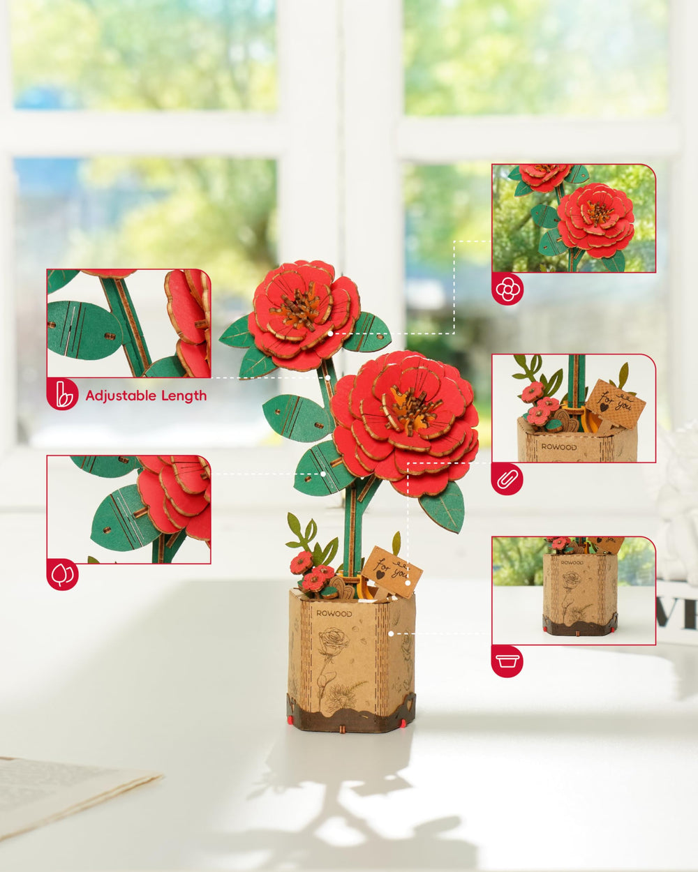 Rowood 3D puzzle flower base display for versatile centerpieces