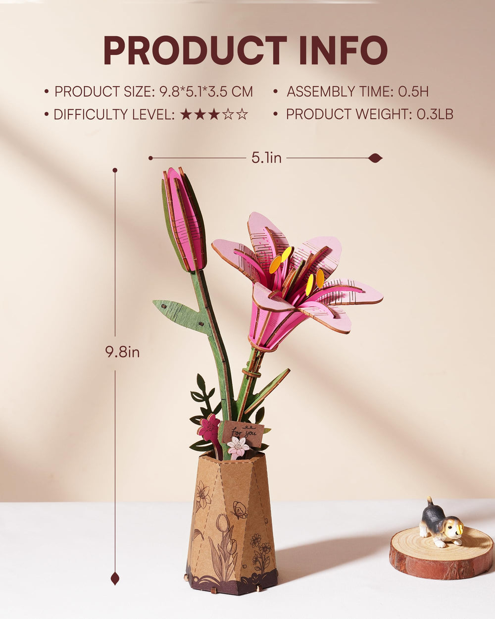 Rowood 3D puzzle flowers assembly prompts mindful crafting and creative expression