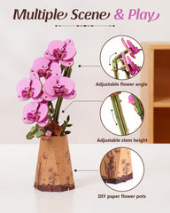 Rowood adjustable stem wooden flower enables customizable bouquet heights.