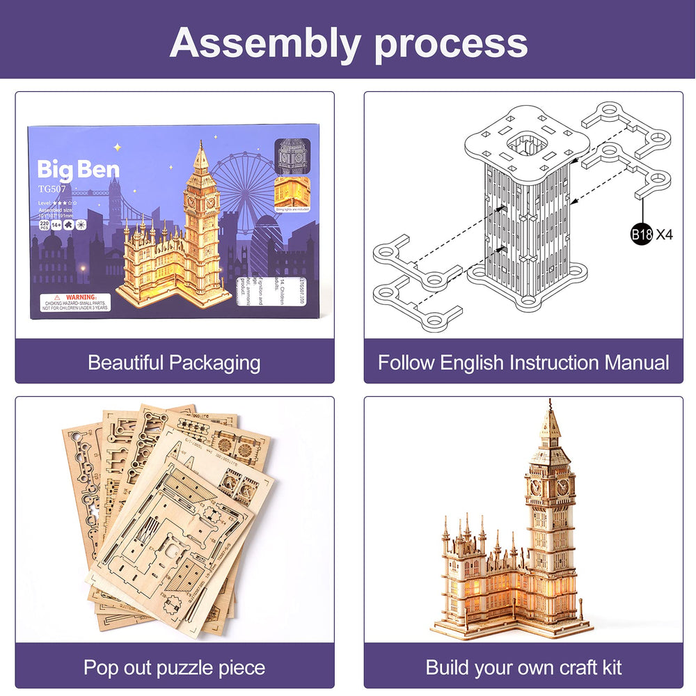 Rowood Big Ben puzzle assembled display ready for home decor