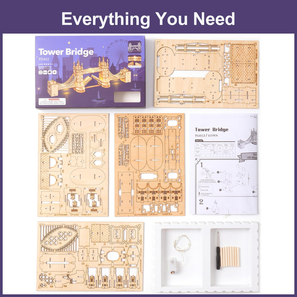 Rowood London Bridge kit without lighting accessories requires user-added lighting.