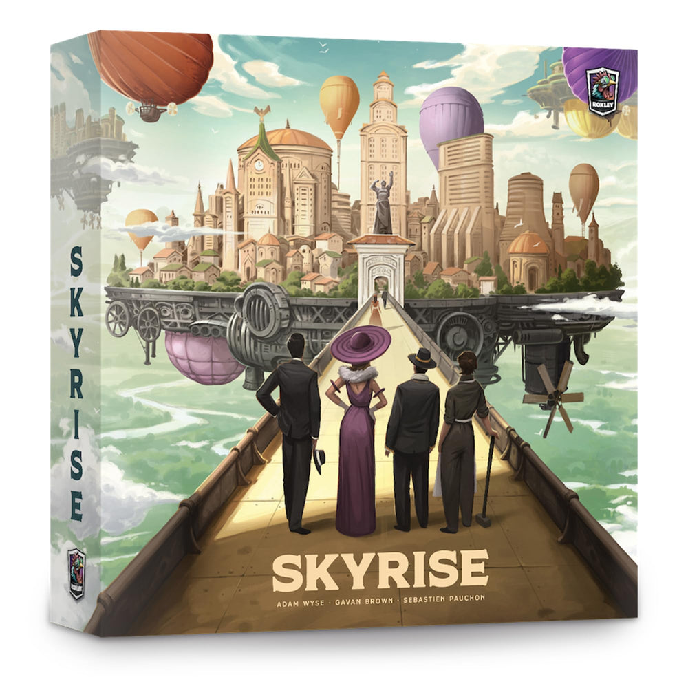 Roxley Skyrise city board showing strategic bidding and skyline planning