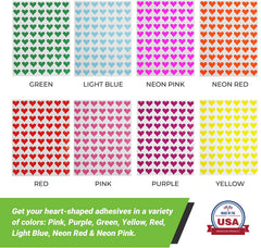 Royal Green 13mm white Valentine heart stickers easy-peel design on sheet