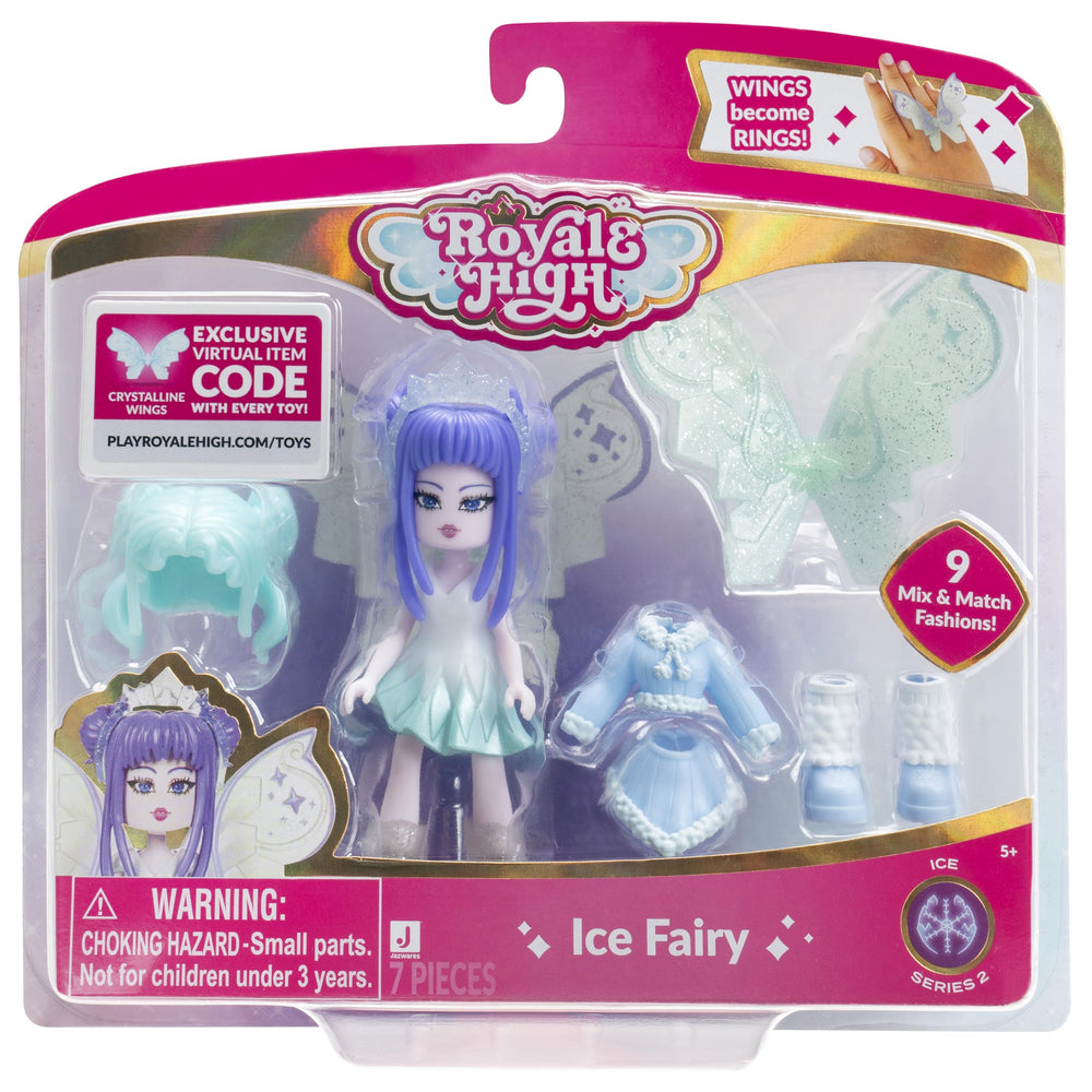 Royale High Ice Fairy doll with dreamy ice-theme; imaginative play is enhanced.