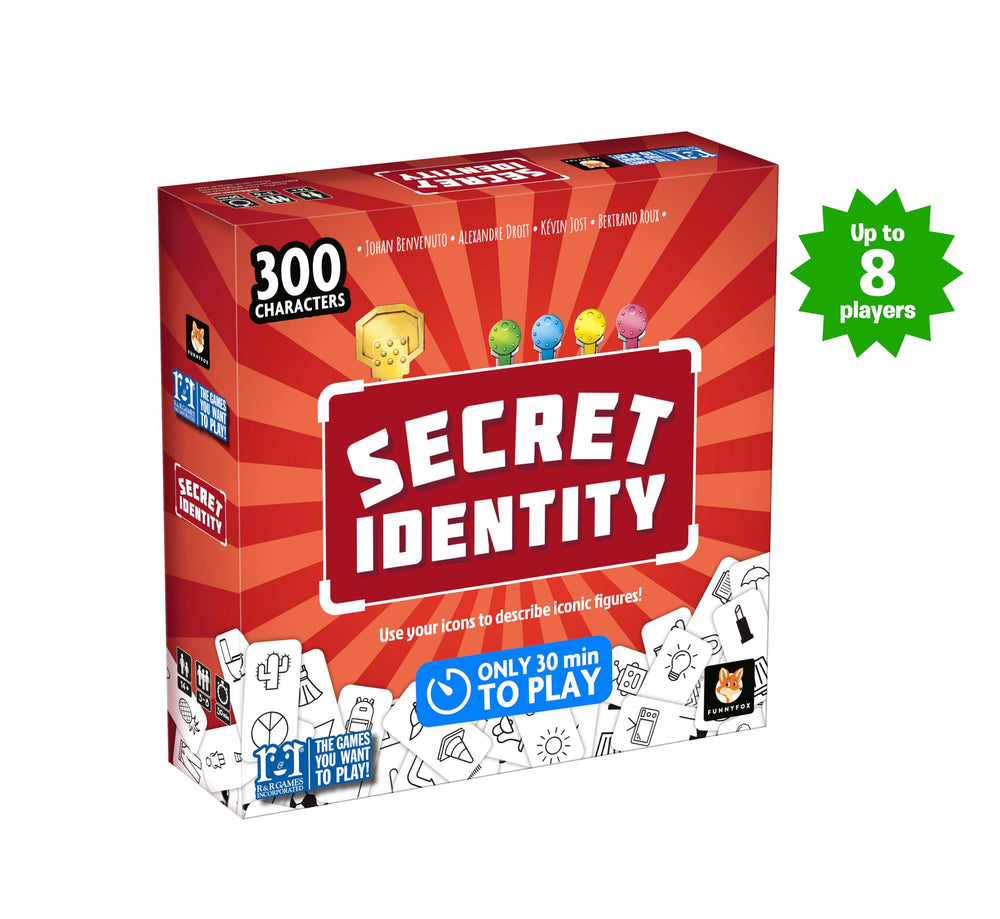 R&R Games Secret Identity compact box ready for easy setup.