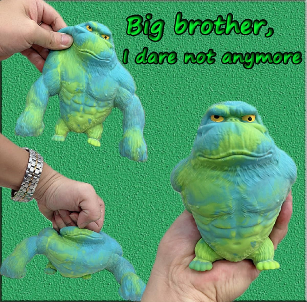 RRSDJJ stretchy gorilla toy in blue demonstrates strong elasticity for play.