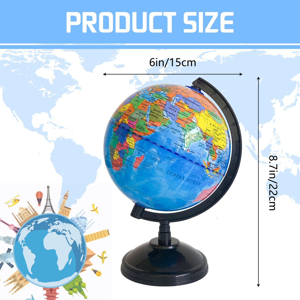 Rrshnsgv educational globe highlighting continents, countries, and capitals.
