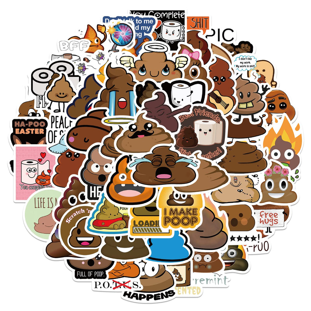 Rszwyk 60Pcs funny poop stickers for laptop with waterproof vinyl and HD printing