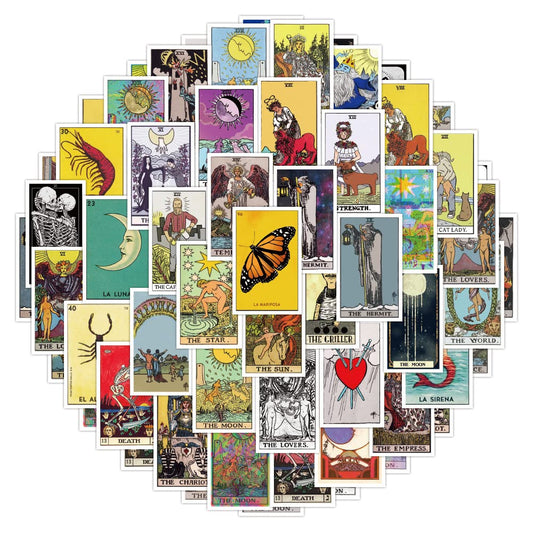 Rszwyk Tarot stickers 60pcs for laptop decor, vivid and durable waterproof vinyl.